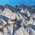 Art Education Student's Work plastic tarps made to look like mountains